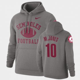 #10 Mac Jones Retro Football Alabama Crimson Tide Pullover Men's Heathered Gray Hoodie 941621-270