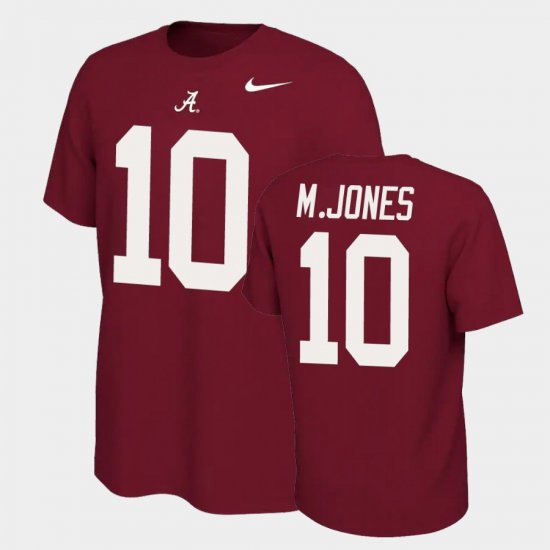 #10 Mac Jones Name and Number Bama Name & Number Retro Men\'s Crimson T-Shirts 998057-696