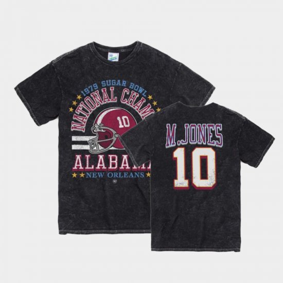 #10 Mac Jones Vintage Tubular University of Alabama 1979 Sugar Bowl Men\'s Black T-Shirts 796711-369