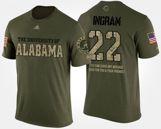 #22 Mark Ingram Military Bama Short Sleeve With Message Men Camo T-Shirts 960505-647