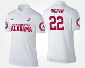 #22 Mark Ingram Name and Number Alabama Crimson Tide Men White Polo 999993-304