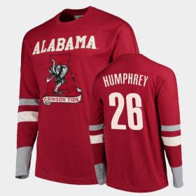 #26 Marlon Humphrey Old School Bama Football Long Sleeve Men Crimson T-Shirt 420734-535