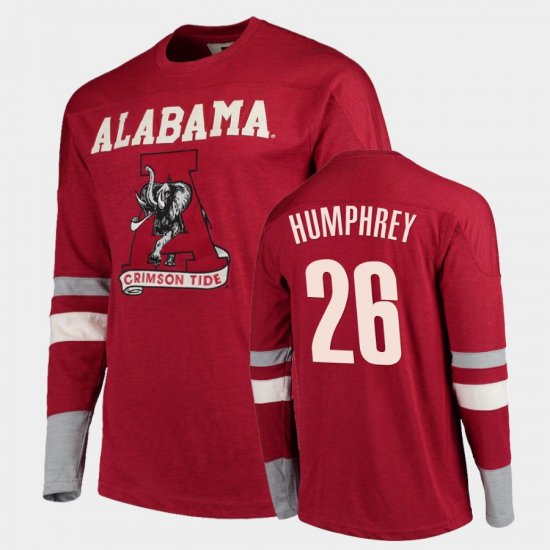 #26 Marlon Humphrey Old School Bama Football Long Sleeve Men Crimson T-Shirt 420734-535