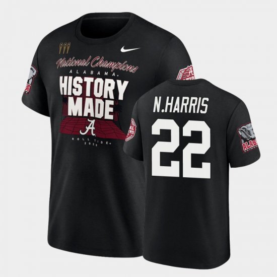 #22 Najee Harris 2020 National Champions Alabama Locker Room Mens Black T-Shirts 631091-671