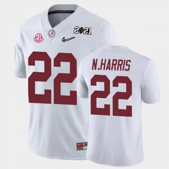 #22 Najee Harris 2021 National Championship University of Alabama Men White Jersey 525108-910