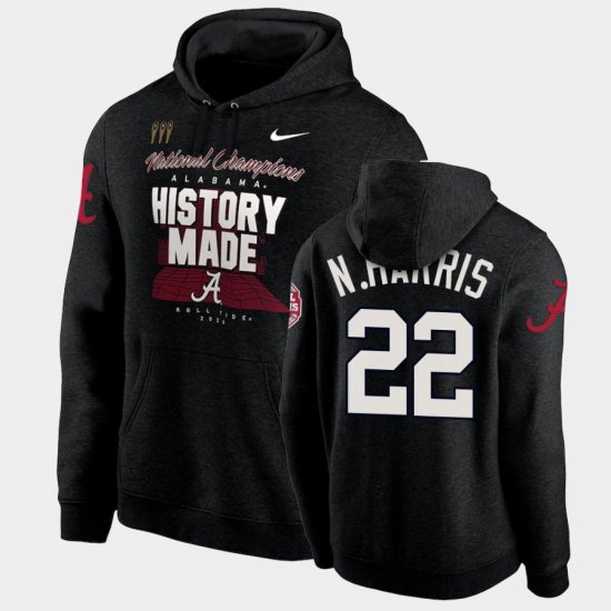 #22 Najee Harris 2020 National Champions University of Alabama History Made Pullover Men\'s Black Hoodies 994353-221