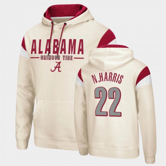 #22 Najee Harris Fortress Alabama Pullover Mens Cream Hoodie 500757-748