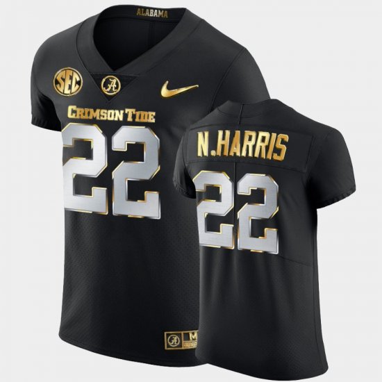 #22 Najee Harris Golden Edition Bama 2020-21 Authentic Men\'s Black Jersey 595142-363