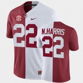 #22 Najee Harris Split Alabama Men's White Crimson Jersey 700967-766