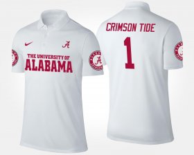 #1 Name and Number Bama No.1 Short Sleeve Men White Polo 828108-202