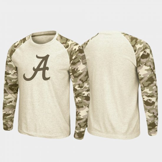 OHT Military Appreciation Alabama Raglan Long Sleeve Desert Camo Men Oatmeal T-Shirt 832588-926