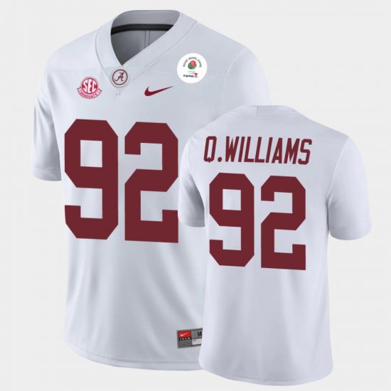 #92 Quinnen Williams 2021 Rose Bowl Bama Champions Men\'s White Jerseys 468241-832