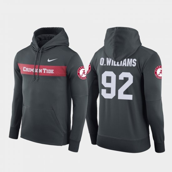 #92 Quinnen Williams Sideline Seismic Alabama Football Performance Men\'s Anthracite Hoodie 264334-137