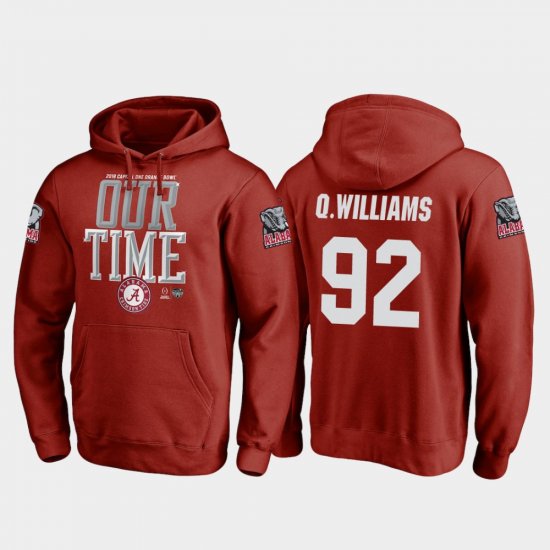 #92 Quinnen Williams 2018 Orange Bowl Bound Alabama College Football Playoff Counter Mens Crimson Hoodies 205332-329