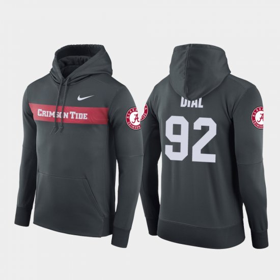 #92 Quinton Dial Sideline Seismic Bama Football Performance Men Anthracite Hoodies 952728-772