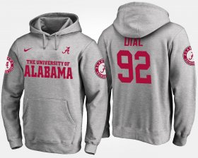 #92 Quinton Dial Name and Number University of Alabama Men Gray Hoodies 893694-869