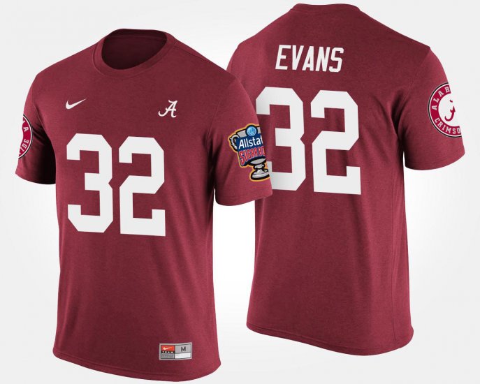 #32 Rashaan Evans Bowl Game Bama Sugar Bowl Men Crimson T-Shirt 775190-459