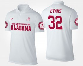 #32 Rashaan Evans Name and Number University of Alabama Mens White Polo 699949-481