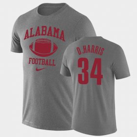 #34 Damien Harris Retro Football Alabama Crimson Tide Legend Performance Mens Heathered Gray T-Shirt 716755-751