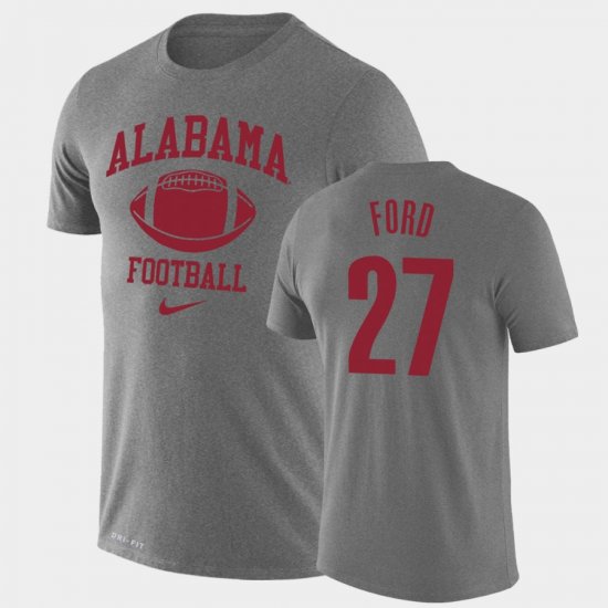 #27 Jerome Ford Retro Football Alabama Legend Performance Men Heathered Gray T-Shirts 555237-814