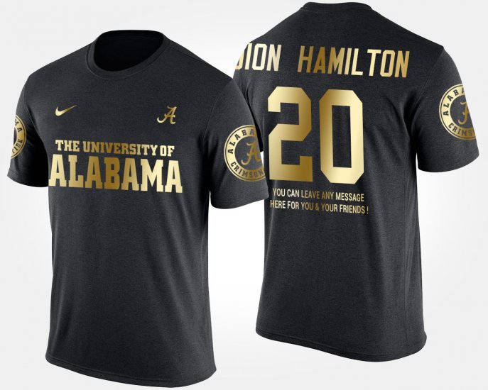 #20 Shaun Dion Hamilton Gold Limited Alabama Short Sleeve With Message Men Black T-Shirts 201241-153