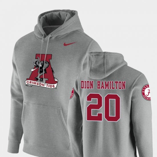 #20 Shaun Dion Hamilton Vault Logo Club Bama Pullover Men\'s Heathered Gray Hoodies 152705-685