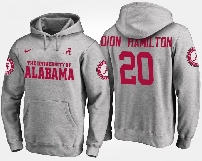 #20 Shaun Dion Hamilton Name and Number Alabama Crimson Tide Men Gray Hoodie 214188-221