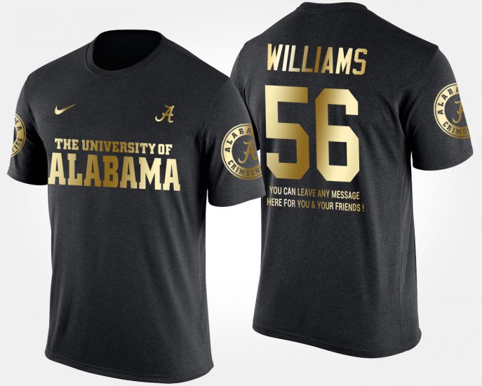 #56 Tim Williams Gold Limited Bama Short Sleeve With Message Men\'s Black T-Shirts 706140-147