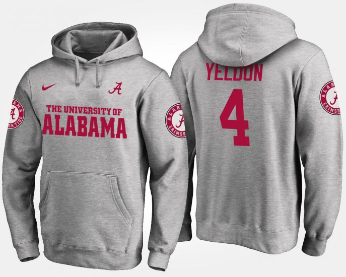 #4 T.J. Yeldon Name and Number Alabama Crimson Tide Mens Gray Hoodie 603991-834