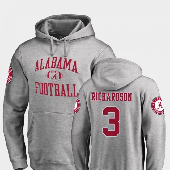#3 Trent Richardson Neutral Zone Bama College Football Mens Ash Hoodie 996691-489