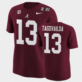 #13 Tua Tagovailoa 2020 National Champions University of Alabama Men's Crimson T-Shirt 133354-466