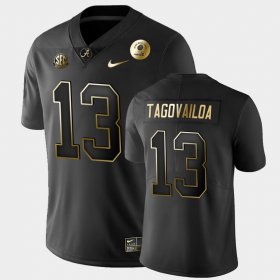 #13 Tua Tagovailoa 2021 Rose Bowl University of Alabama Golden Edition Men Black Jersey 504187-758