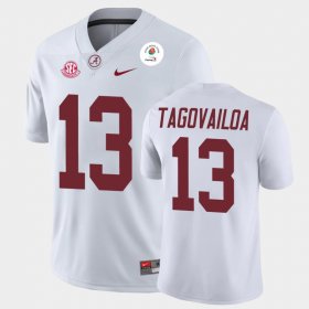 #13 Tua Tagovailoa 2021 Rose Bowl Bama Champions Men's White Jerseys 595815-298