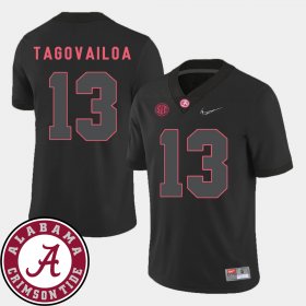 #13 Tua Tagovailoa College Football Alabama 2018 SEC Patch Men Black Jersey 375167-764