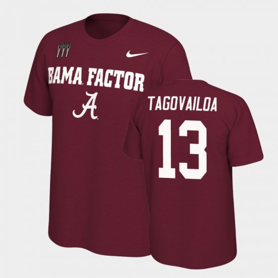 #13 Tua Tagovailoa College Football Bama Mantra Men\'s Crimson T-Shirt 839862-392