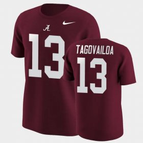 #13 Tua Tagovailoa College Football University of Alabama Name & Number Men's Crimson T-Shirt 608035-697