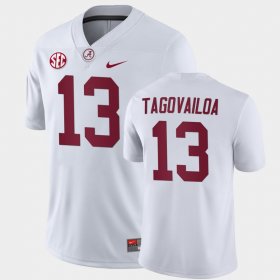 #13 Tua Tagovailoa College Football Bama Away Game Men's White Jerseys 521528-180