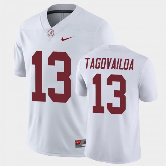 #13 Tua Tagovailoa College Football Alabama Crimson Tide Game Men White Jersey 755535-916