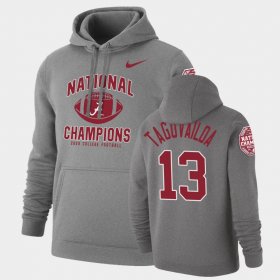 #13 Tua Tagovailoa 2020 National Champions Alabama Retro Pullover Mens Heathered Gray Hoodie 551048-175