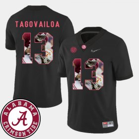 #13 Tua Tagovailoa Pictorial Fashion Alabama Football Men's Black Jersey 845617-881