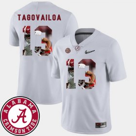 #13 Tua Tagovailoa Pictorial Fashion Bama Football Men's White Jersey 628127-919