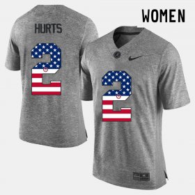 #2 Jalen Hurts US Flag Fashion Bama Women Gray Jersey 624593-382