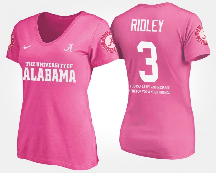 #3 Calvin Ridley Name and Number Bama With Message Womens Pink T-Shirt 853137-325