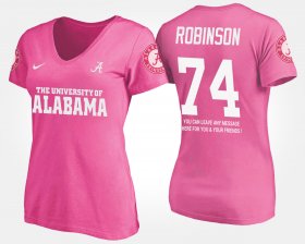 #74 Cam Robinson Name and Number Bama With Message Women Pink T-Shirt 728116-138 #74 Cam Robinson Name and Number Bama With Message Women Pink T-Shirt 728116-138