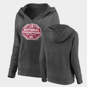 2020 National Champions Bama V-Neck Pullover Womens Charcoal Hoodie 971610-641