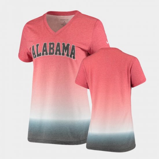 Ombre University of Alabama V-Neck Women\'s Crimson T-Shirts 653959-871