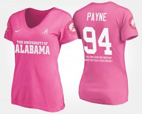 #94 Da'Ron Payne Name and Number University of Alabama With Message Women Pink T-Shirts 591549-529