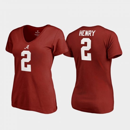 #2 Derrick Henry College Legends Bama V-Neck Women Crimson T-Shirt 984896-186