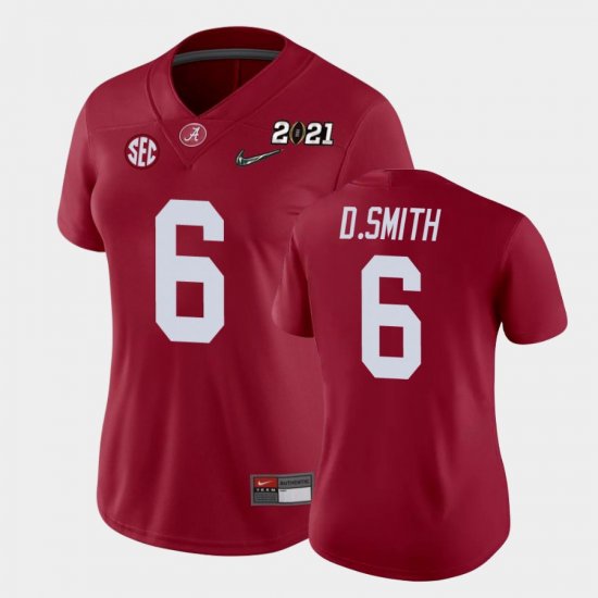 #6 DeVonta Smith 2021 National Championship Alabama College Football Women Crimson Jerseys 619670-763