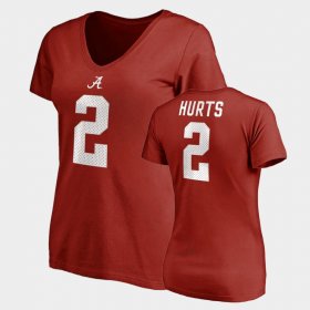 #2 Jalen Hurts College Legends Bama Name & Number V-Neck Women's Crimson T-Shirt 156879-721 #2 Jalen Hurts College Legends Bama Name & Number V-Neck Women's Crimson T-Shirt 156879-721